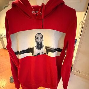 Red Hoodie with Iconic Graphic